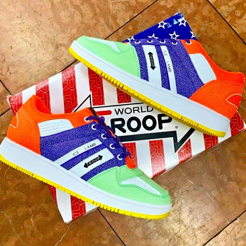 Men's Troop Ice Lamb Orange Purple Green White Low-Top Sneakers NWT